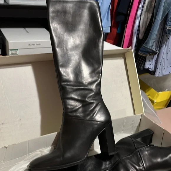 J Crew tall black leather boots - Picture 2 of 4